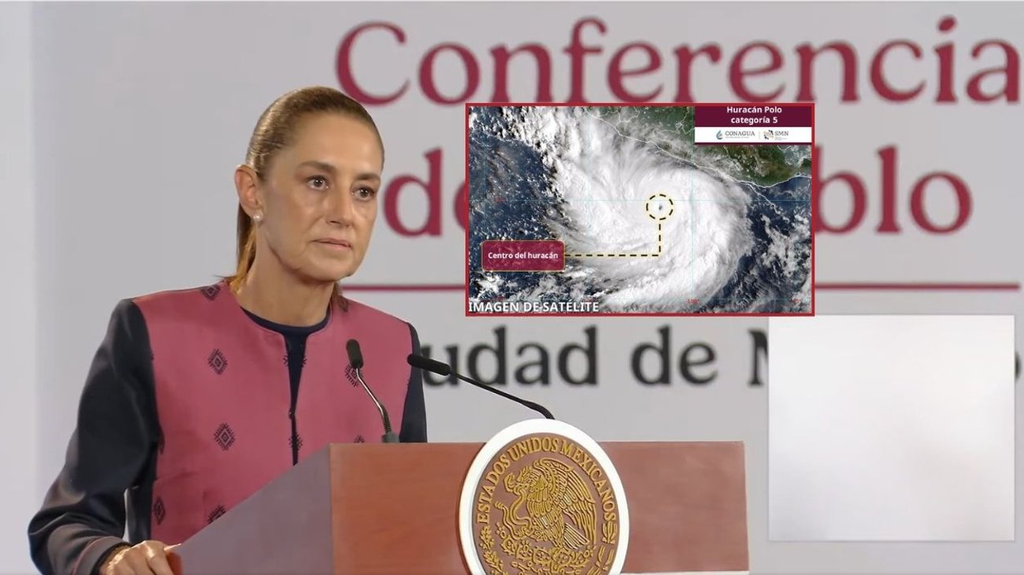 Sheinbaum llama a mantenerse alerta por huracán Polo